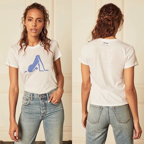 NWT BOYISH X NINA KLEIN Minimalist Graphic Art Print Short Sleeve Crewneck Tee S - Picture 1 of 8